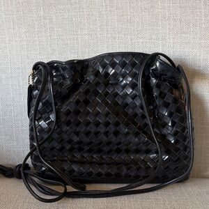 Aspects Black Woven Leather Vintage Crossbody Bag